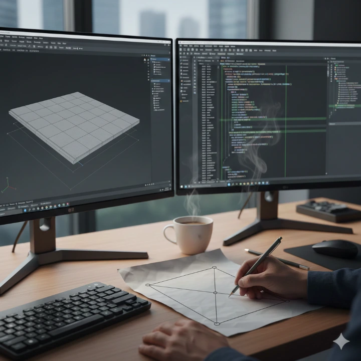 Vibe Coding pracovisko inžiniera CAD a AI